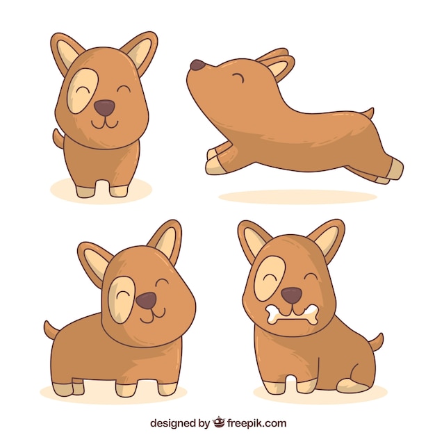Бесплатное векторное изображение Упаковка из рисованной смешных собак
