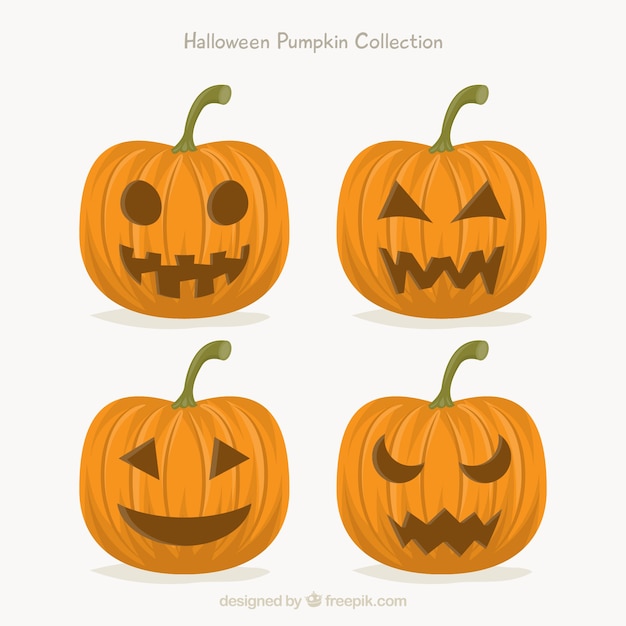 Бесплатное векторное изображение Комплект ручных тыкв хэллоуина