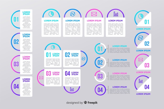 무료 벡터 infographic 마케팅 단계 템플릿 팩