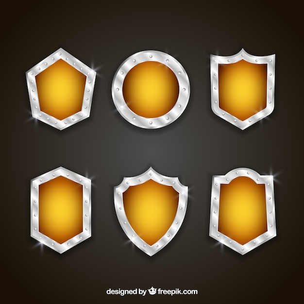 Бесплатное векторное изображение Упаковка из металла и желтых щитов
