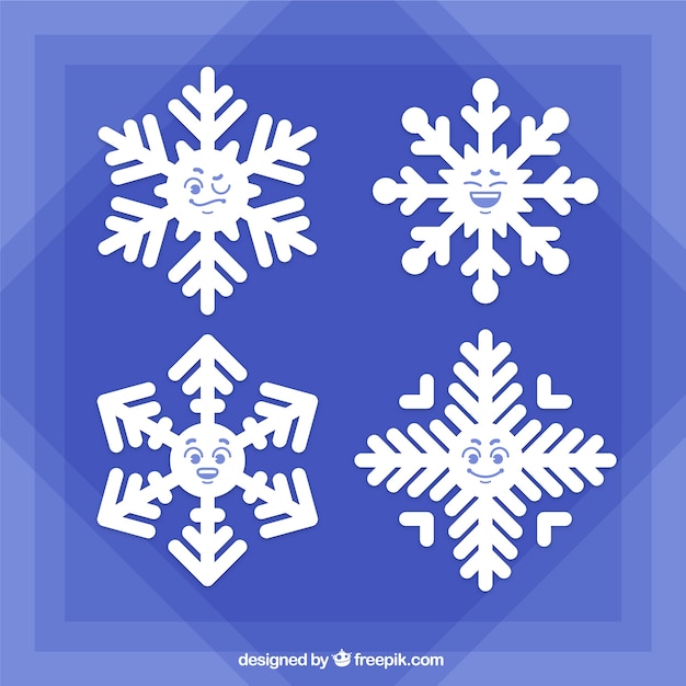 Бесплатное векторное изображение Пакет хороших снежинки