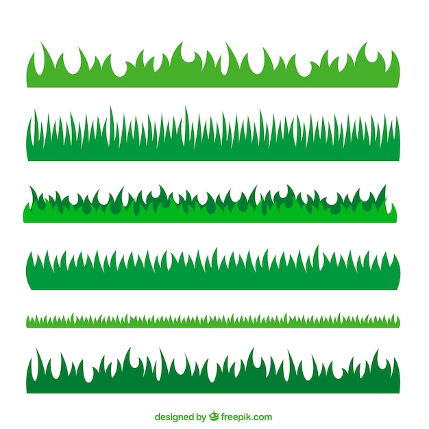 무료 벡터 다양한 디자인의 6 개의 녹색 잔디 테두리 팩