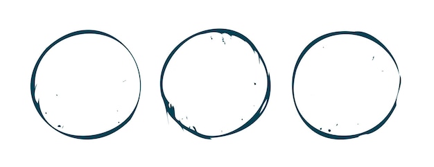 Бесплатное векторное изображение Пакет из трех пустых круглых рамок enso в векторном стиле шероховатый