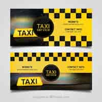Бесплатное векторное изображение Пакет из двух абстрактных баннеров желтые такси