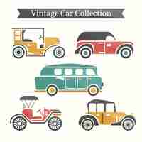 無料ベクター pack of vintage cars and caravan in flat design