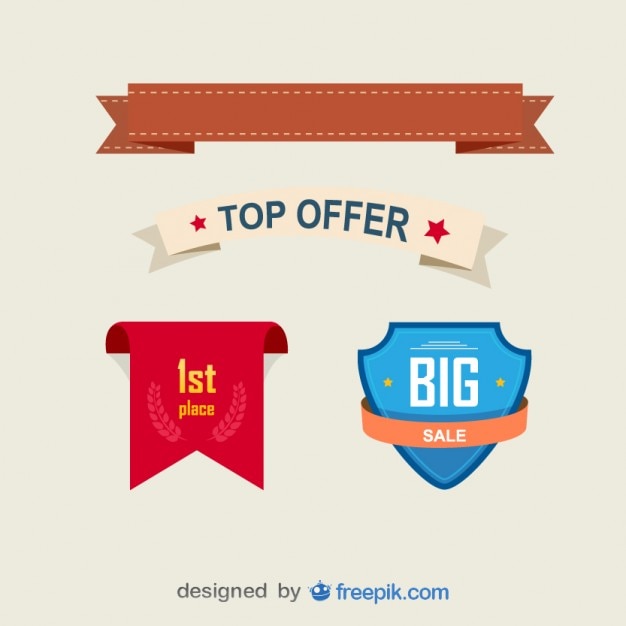 Free vector pack of offer ribbons