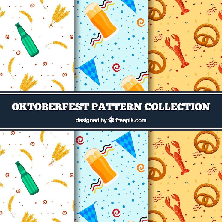 Free Vector pack of oktoberfest decorative patterns