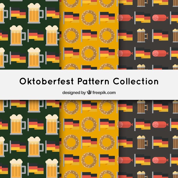 Pack of oktoberfest patterns in flat design