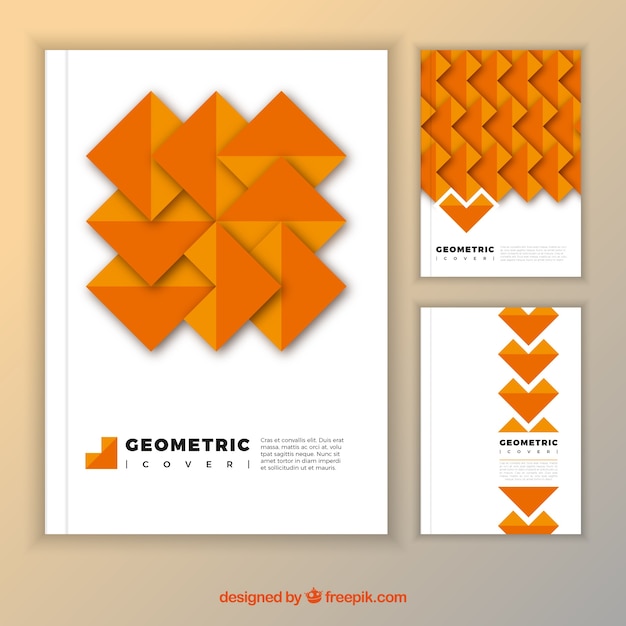 Free vector pack of orange covers with geometric shapes