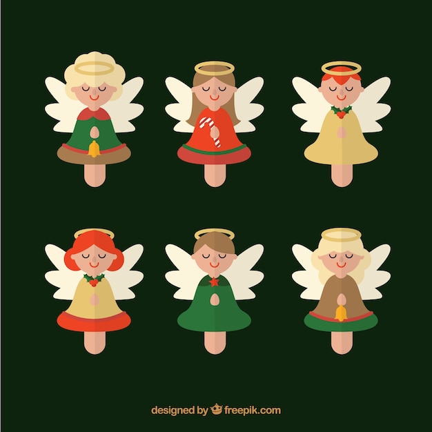 Пакет декоративных ангелов в плоском дизайне