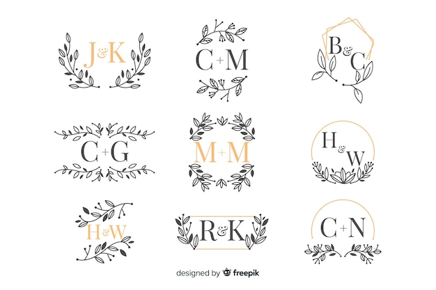 Confezione da monogramma ornamentale per matrimoni