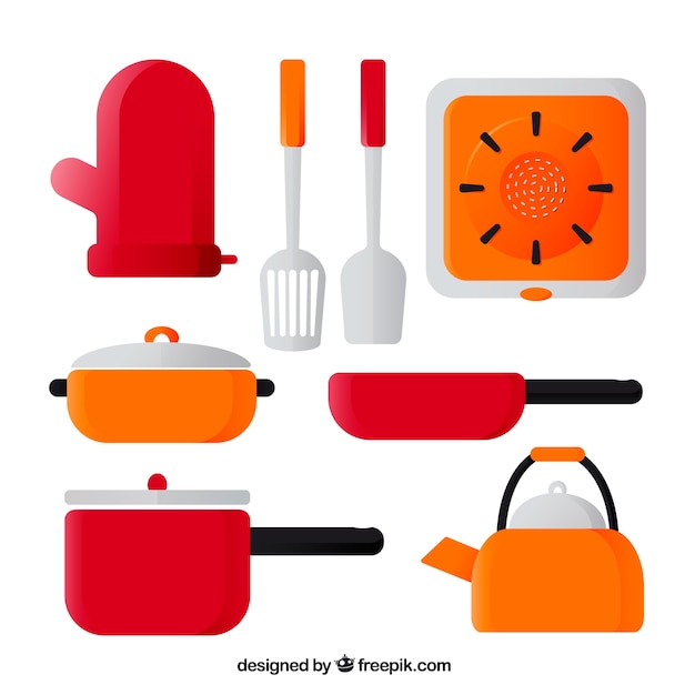 Free vector pack of pans and other cooking utensils