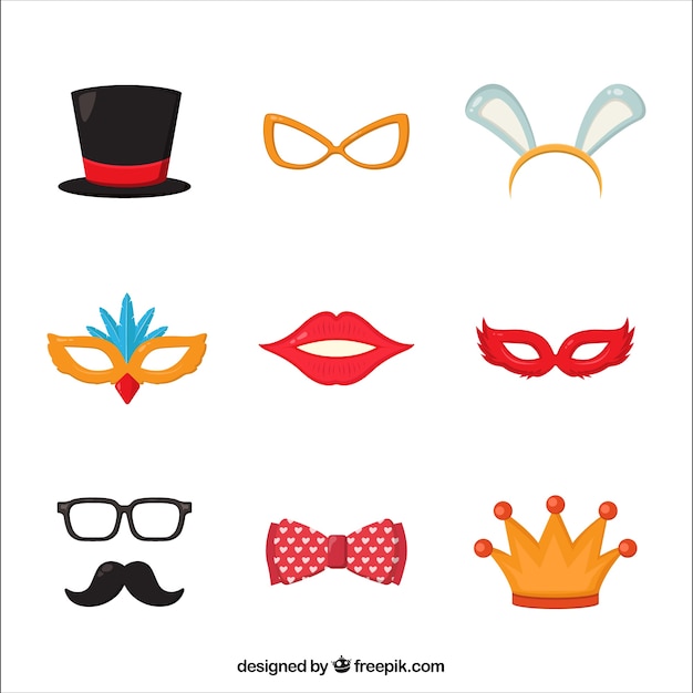 Free vector pack of party elements for photoboth