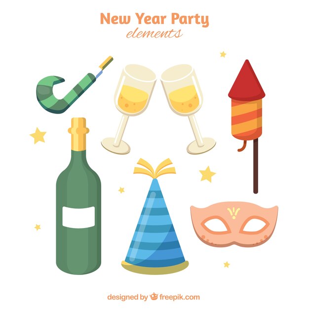 Pack of party new year elements