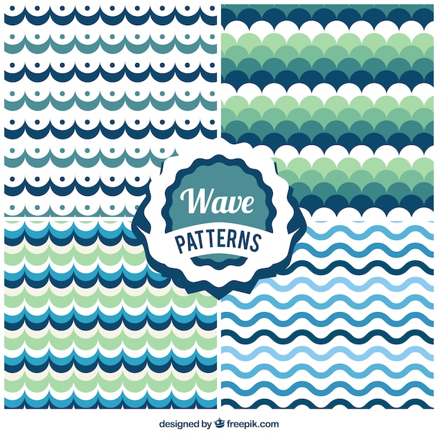 Free vector pack of patterns with green and blue waves