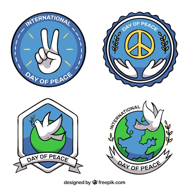 Free vector pack of peace day stickers