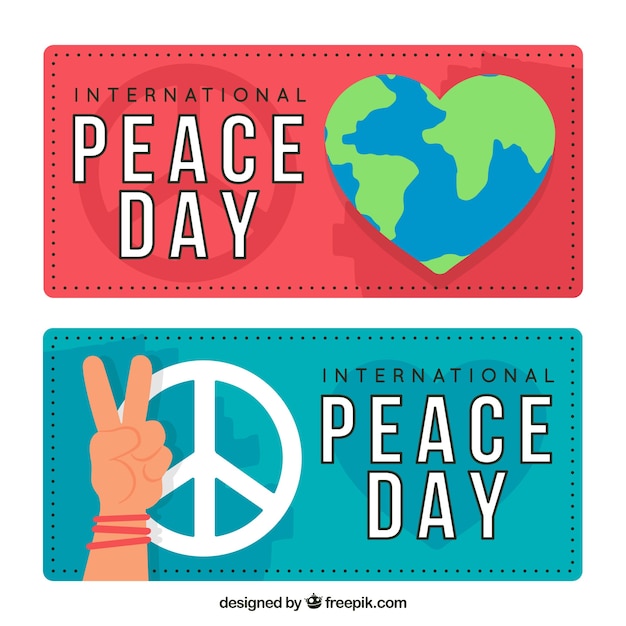 Free vector pack of peace and love banners with flat design