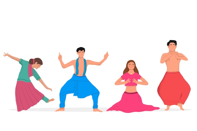 Free vector pack of people dancing bollywood