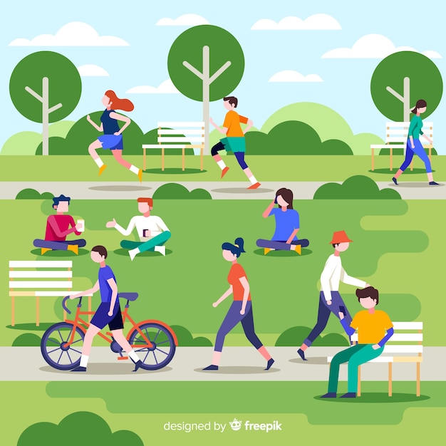 Free vector pack of people in the park