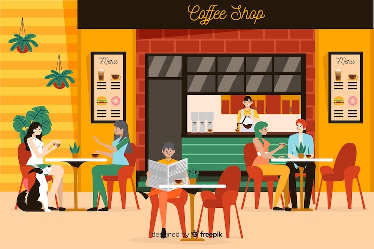 Free Vector pack of people sitting at a cafe