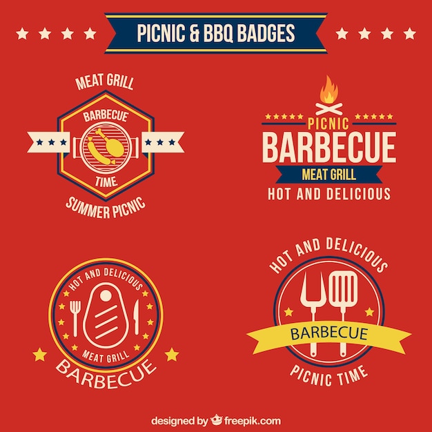 Free vector pack of picnic and bbq labels