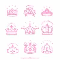 Free vector pack of pink princess crowns