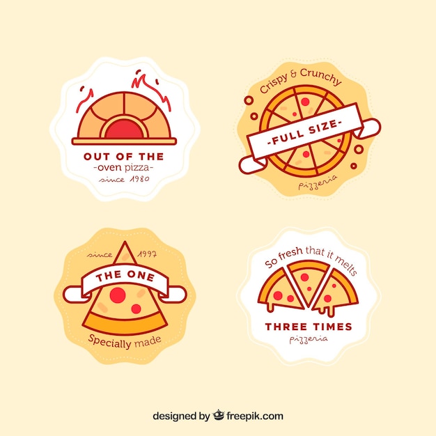 Free vector pack of pizza logos en estilo lineal