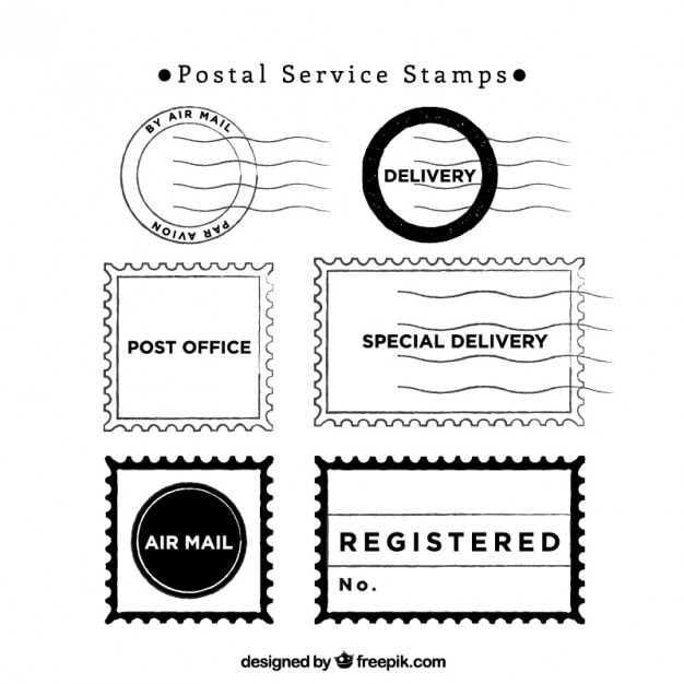 Vettore gratuito confezione di francobolli servizi postali