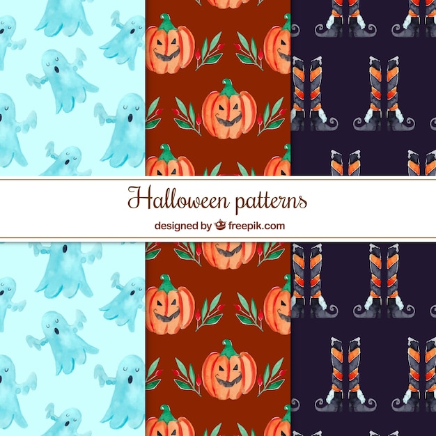 Pack of pretty watercolor halloween patterns