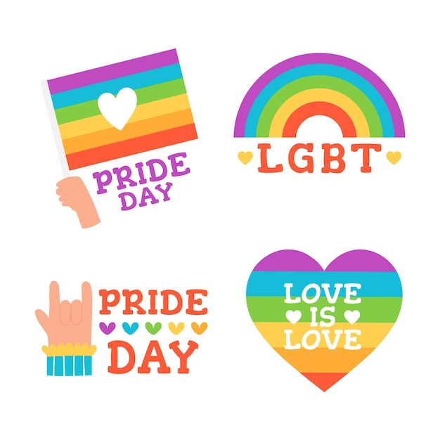 Free vector pack of pride day labels