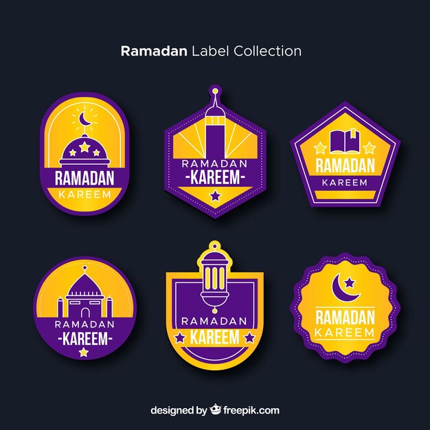 pack of purple and yellow ramadan labels