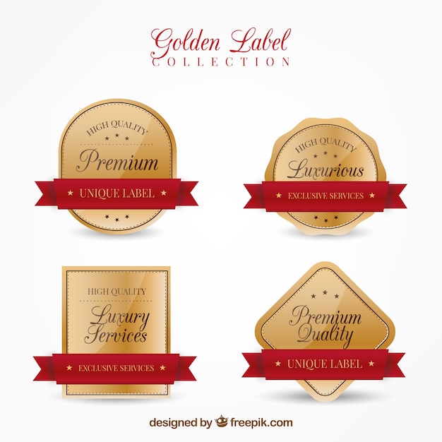 Free vector pack of quality retro golden stickers