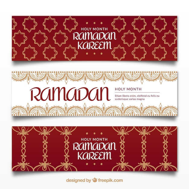 Pack of ramadan banners with different ornaments