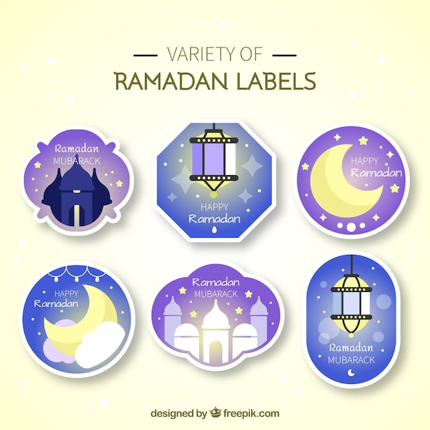 Free vector pack of ramadan stickers