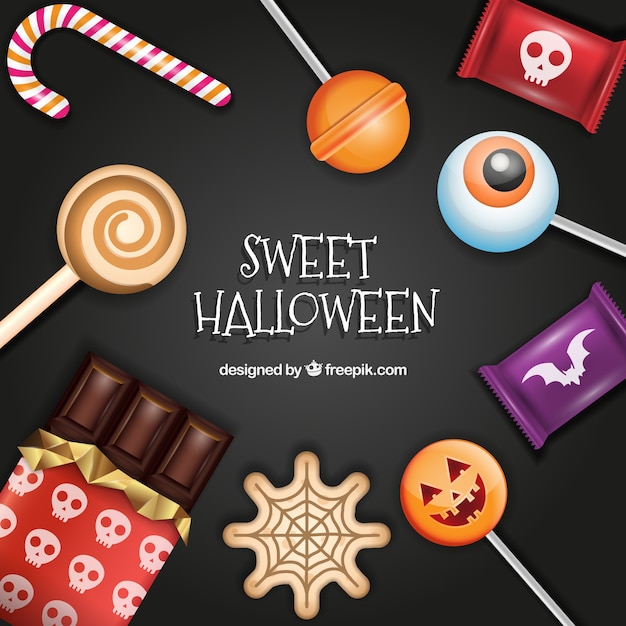 Free vector pack of realistic halloween sweets