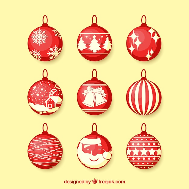 Free vector pack of red christmas balls