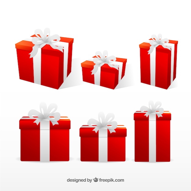 Free vector pack of red christmas boxes