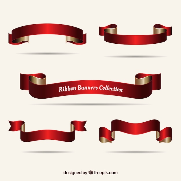 Free vector pack of red christmas ribbons