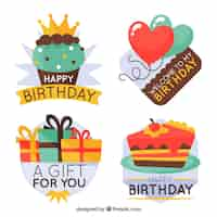 Free vector pack of retro birthday stickers