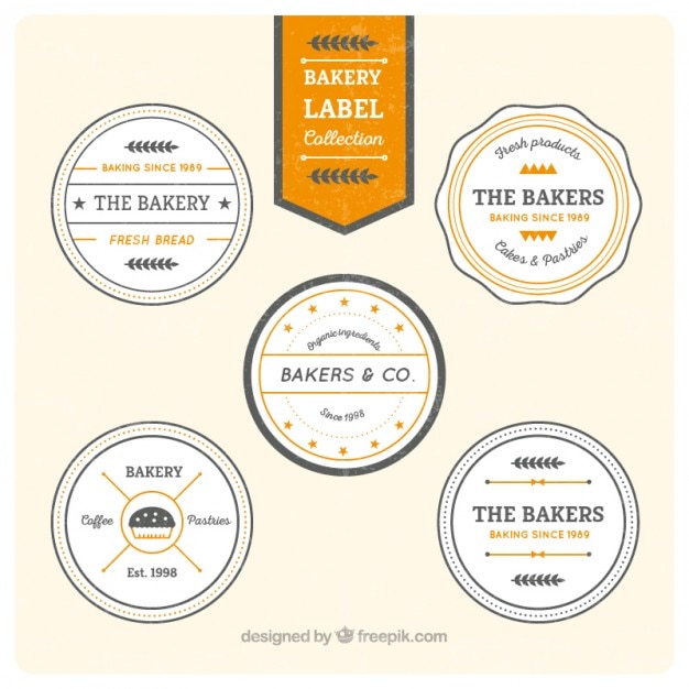 Free vector pack of retro circular bakery badges