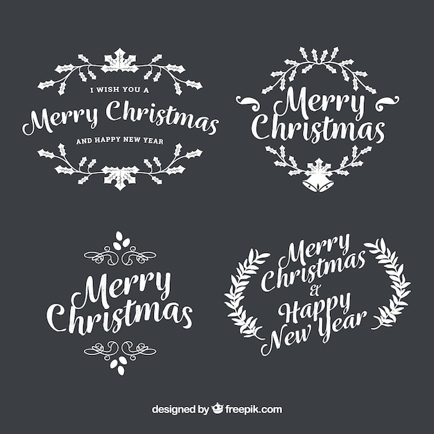 Free vector pack of retro hand-drawn merry christmas badges