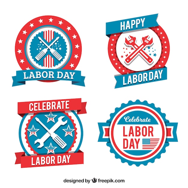 Free vector pack of retro labor day logos