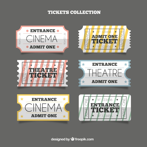Free vector pack of retro theatre tickets