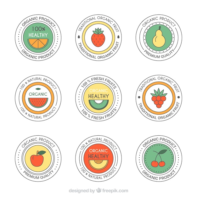 Pack of round fruit labels