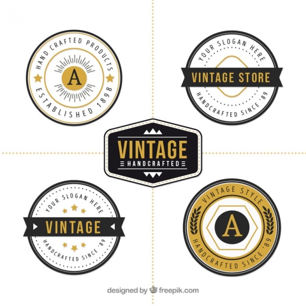 Pack of round logos with golden details