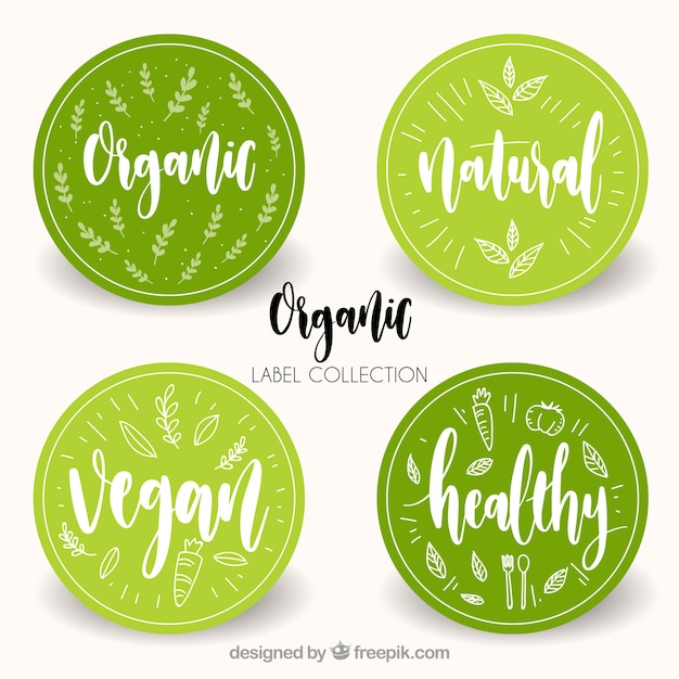 Pack of round organic food stickers