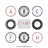 Free vector pack of round vintage stamps