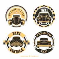 Free vector pack of rounded old taxi labels