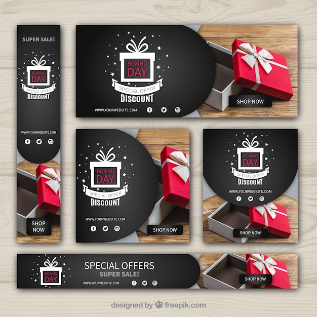 Free vector pack of sale boxing day banners