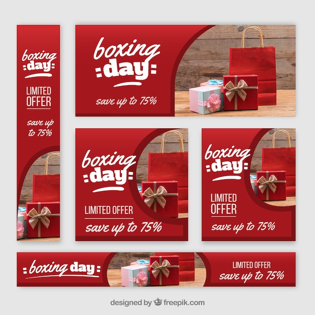 Free vector pack of sale boxing day banners